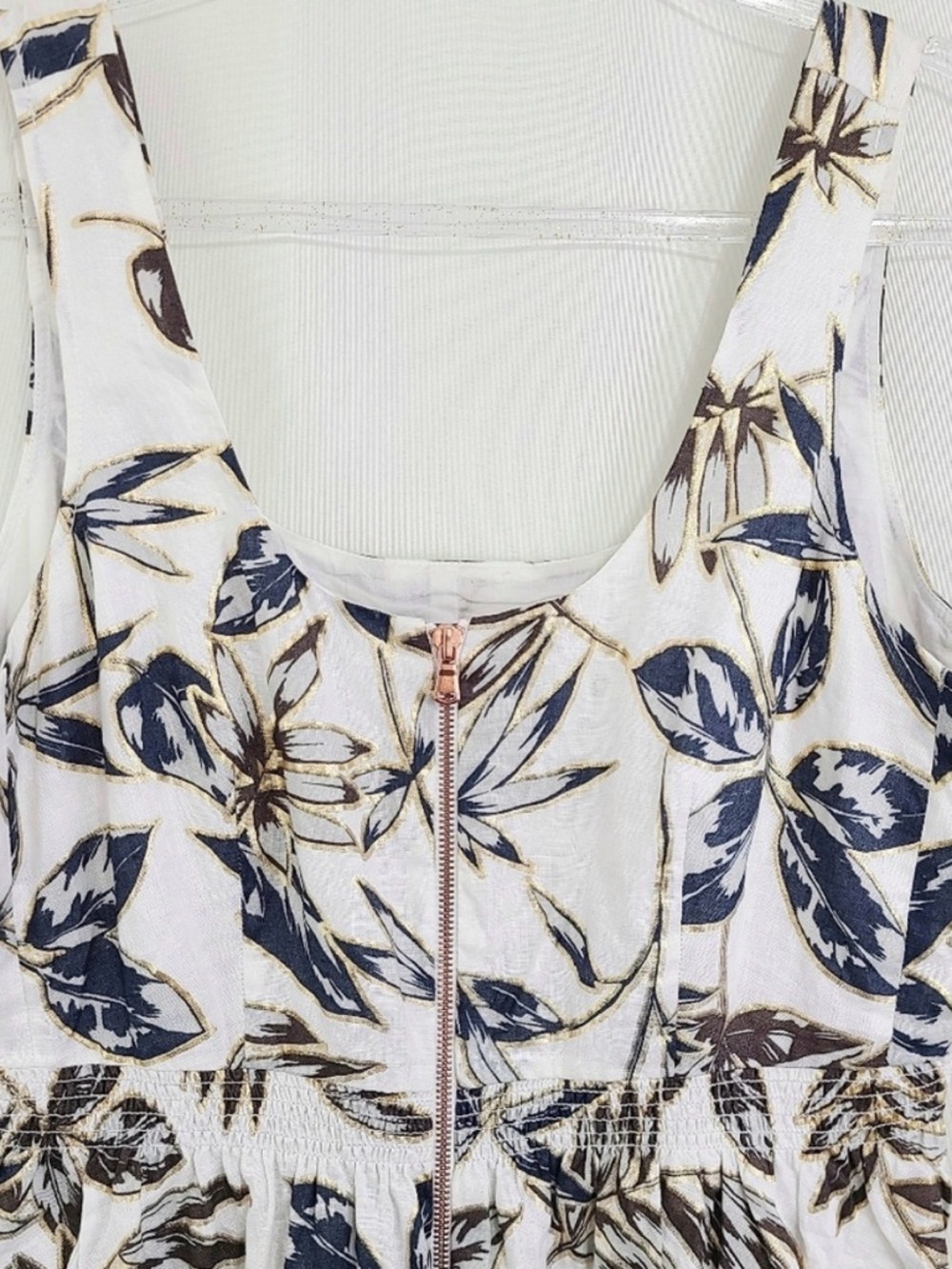 J. Crew Gold leaf linen dress zip front metallic size 16 - Picture 6 of 8